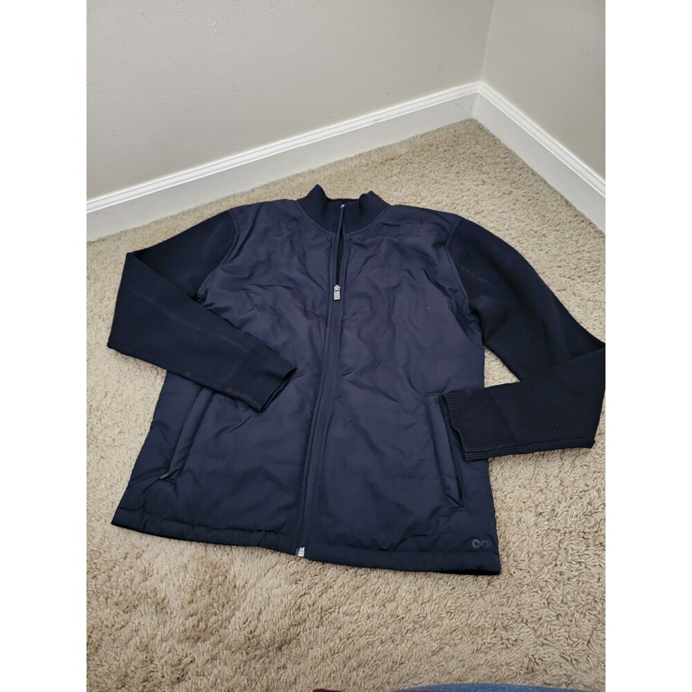 Infinity Linearflex Mens Small Navy Blue Quilted Full Zip Hybrid Jacket Coat